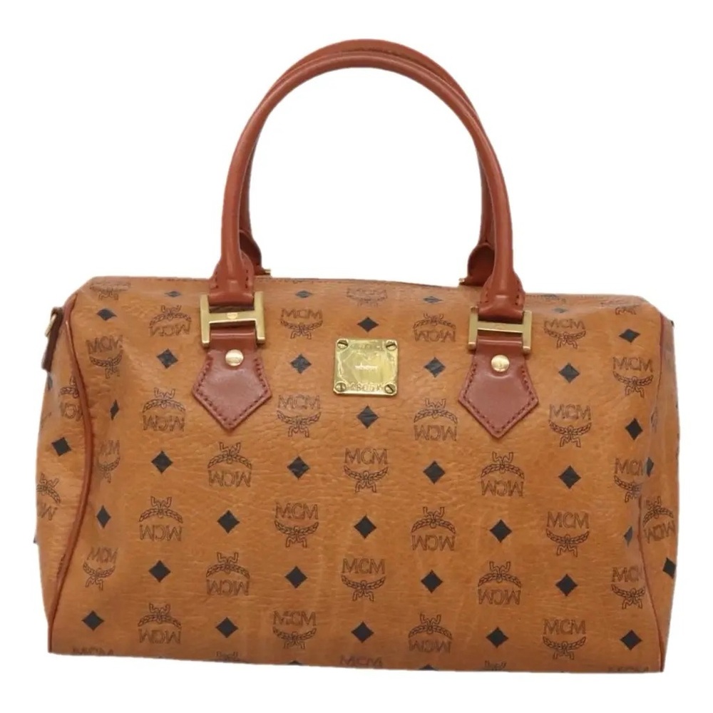 MCM Tan and Brown Boston Bag